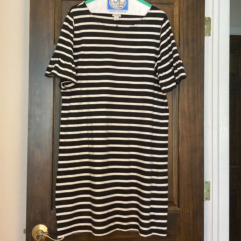 J Crew Striped Tshirt dress with bell sleeve